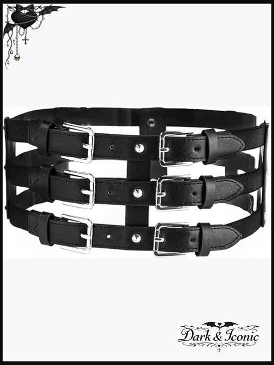 Harness Belt PU Leather Waist Strap Punk Y2K Gothic Cosplay
